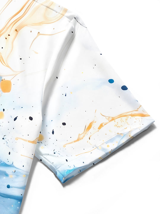 men's tie dye shirt close-up short sleeve