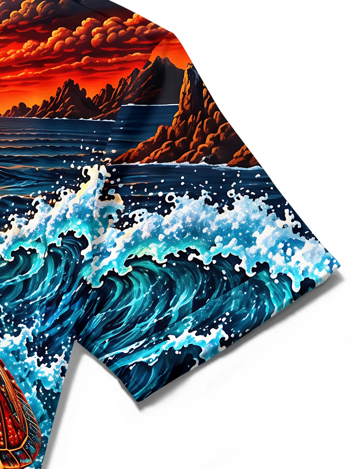 Adaychic Men's Hawaiian Sea Turtle And Coral Reef Print Short Sleeve Shirt with Chest Pocket