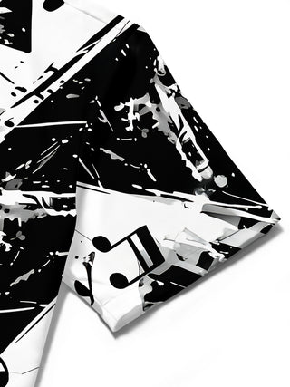 Musical Note Guitar Men's Pocket Short Sleeve Shirts
