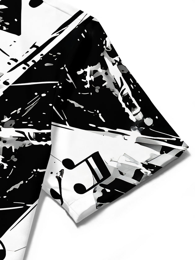 Musical Note Guitar Men's Pocket Short Sleeve Shirts