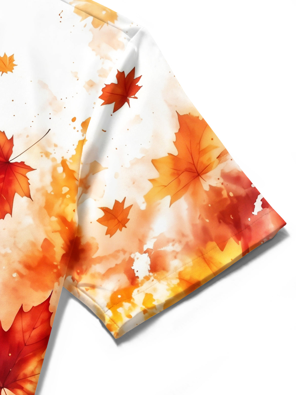 Adaychic Men's Printed Watercolor Maple Leaves Print Short Sleeve Shirt with Chest Pocket