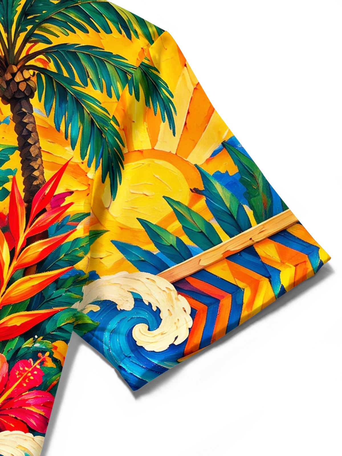 Adaychic Men's Hawaiian Tiki Totem Mask Print Short Sleeve Shirt with Chest Pocket