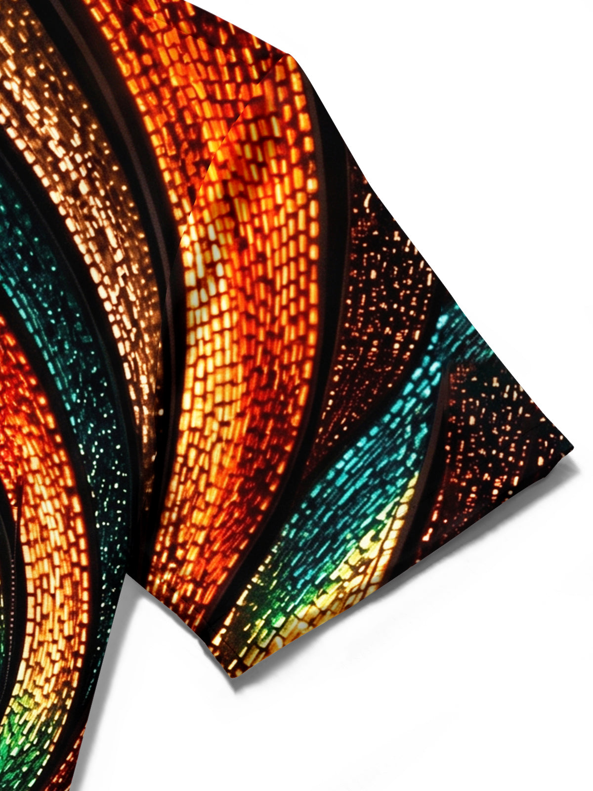 Adaychic Men's Patterned Abstract Swirling Mosaic Pattern Short Sleeve Shirt with Chest Pocket
