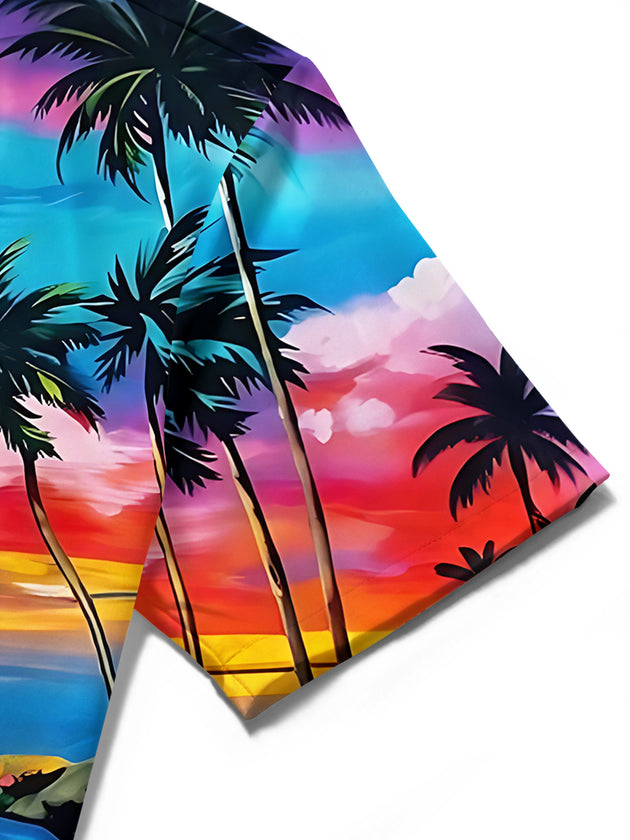 Hawaiian Coconut Tree Men's Pocket Short Sleeve Shirts