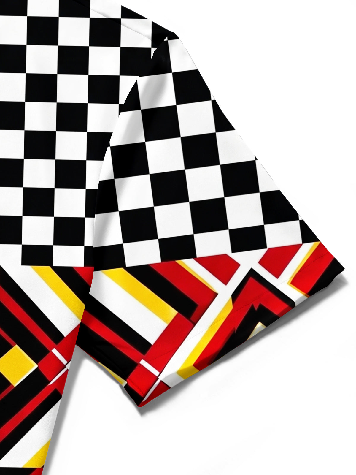 Adaychic Men's Patterned Geometric Checkered Print Short Sleeve Shirt with Chest Pocket