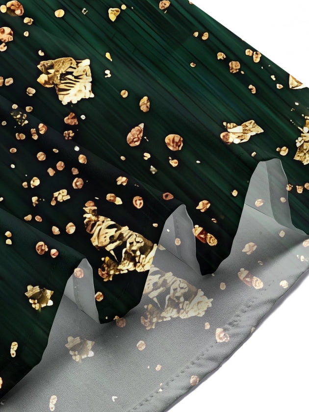 Adaychic Men's Hawaiian Gold Foil Crystals And Dots Print Short Sleeve Shirt with Chest Pocket