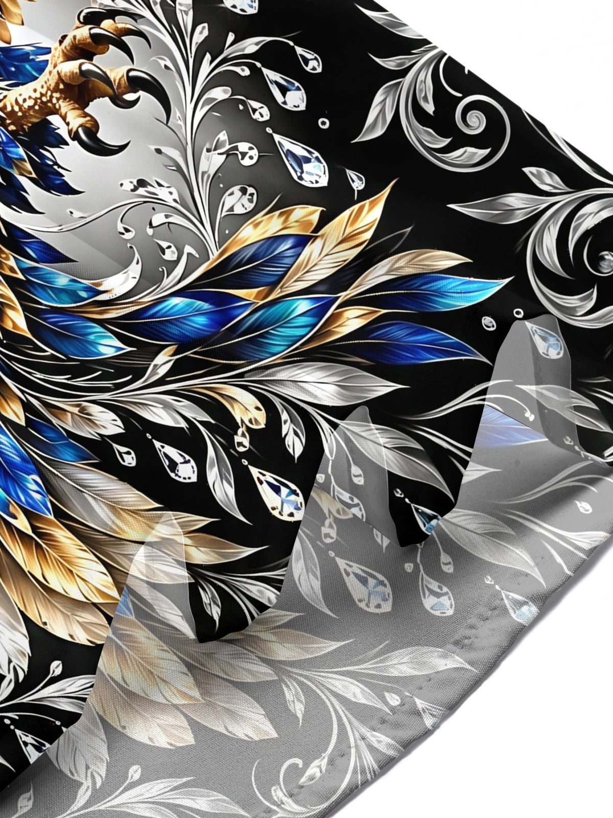 Adaychic Men's Eagle With Blue And Gold Feathers Print Short Sleeve Shirt with Chest Pocket