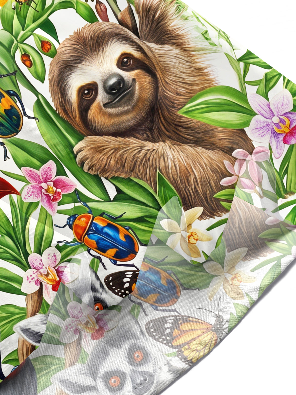 Adaychic Men's Rainforest Animals And Tropical Plants Print Short Sleeve Shirt with Chest Pocket