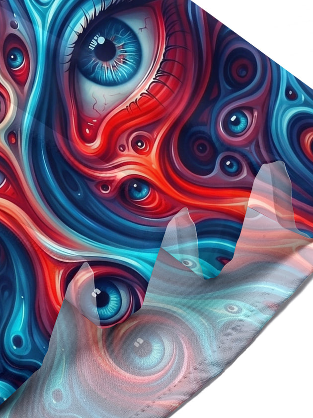 Adaychic Men's Patterned Psychedelic Fluid Multi-eye Pattern Short Sleeve Shirt with Chest Pocket