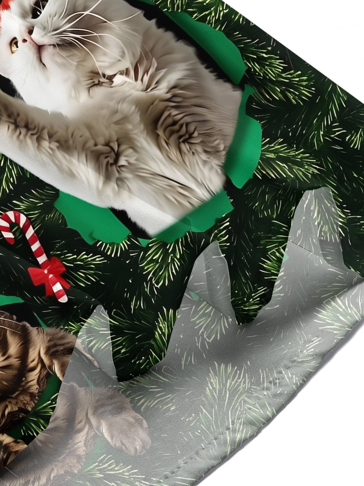 Adaychic Men's Hawaiian Christmas Cats Print Short Sleeve Shirt with Chest Pocket
