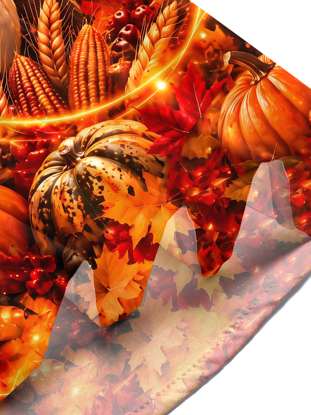 Adaychic Men's Short Sleeve Stand Collar Shirt - Thanksgiving Goose And Autumn Harvest Print with Chest Pocket