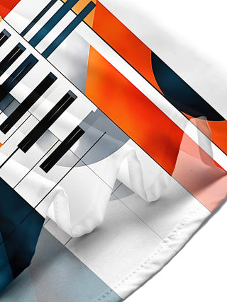 Adaychic Men's Graphic Geometric Music Instruments Print Short Sleeve Shirt with Chest Pocket