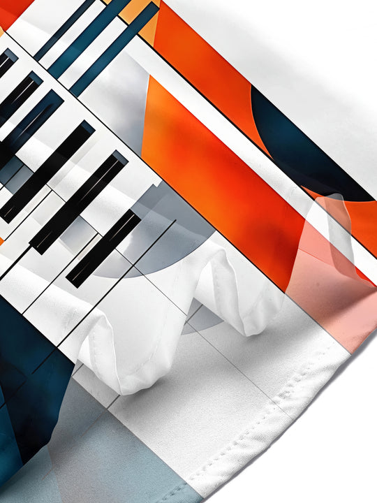 Adaychic Men's Graphic Geometric Music Instruments Print Short Sleeve Shirt with Chest Pocket