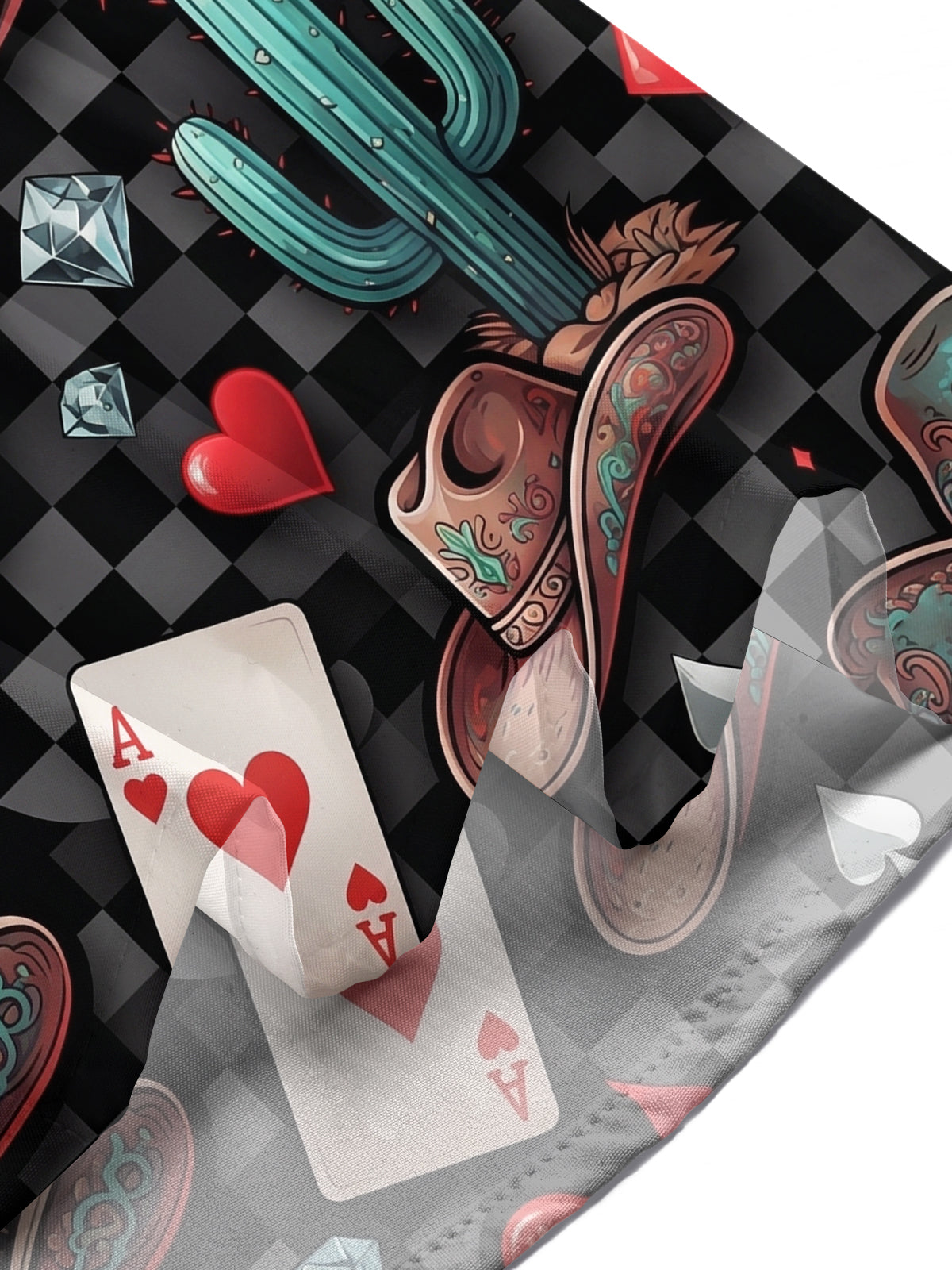 Adaychic Men's Graphic Poker Cards And Red Lips Print Short Sleeve Shirt with Chest Pocket