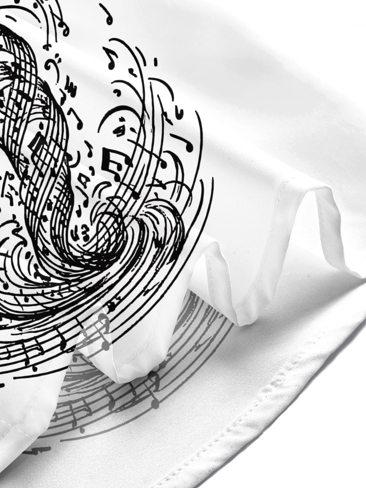 Adaychic Men's Graphic Musical Notes Tornado Print Short Sleeve Shirt with Chest Pocket