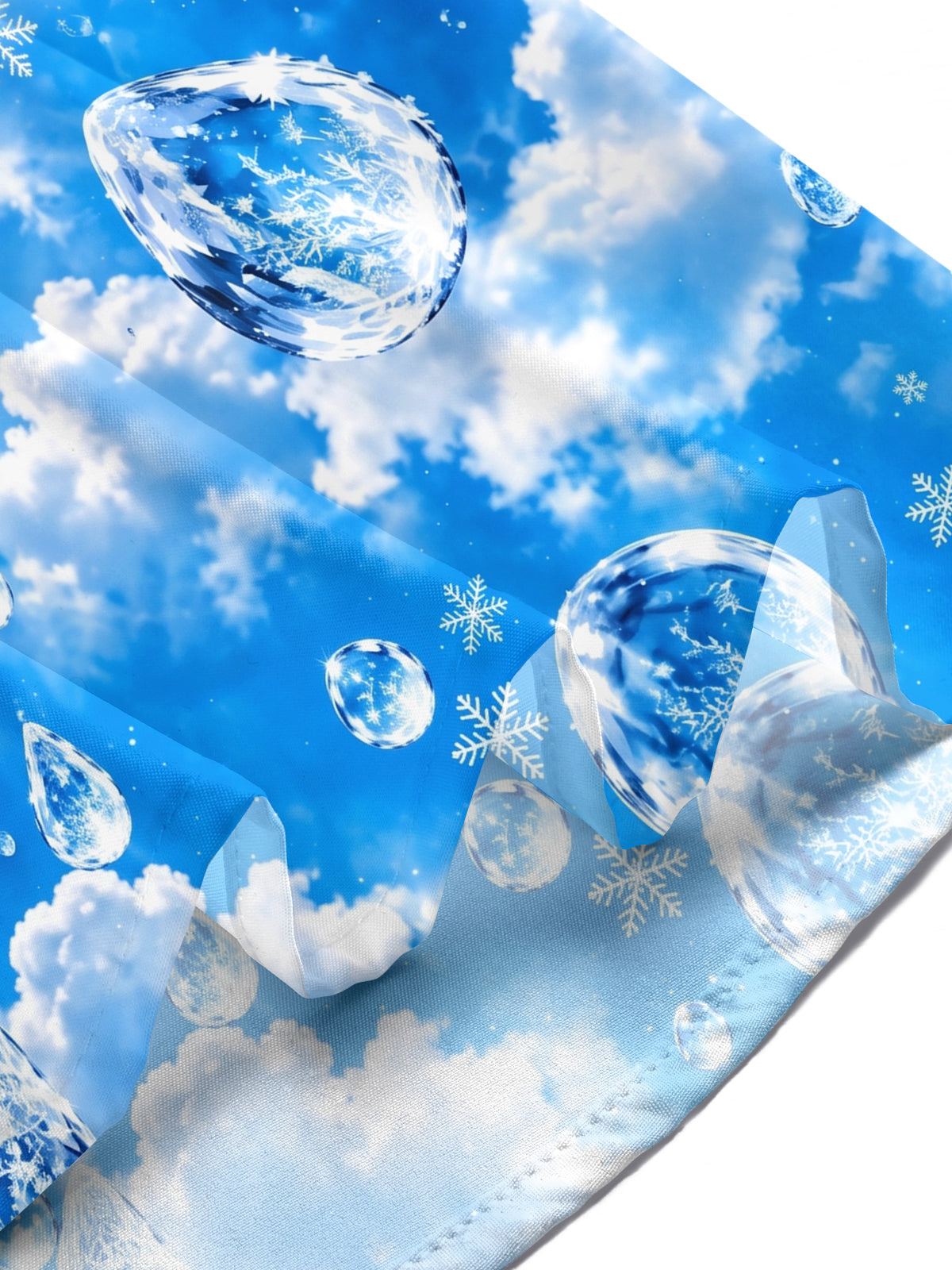 Adaychic Men's Hawaiian Ice Crystals Print Snowflakes Print Short Sleeve Shirt