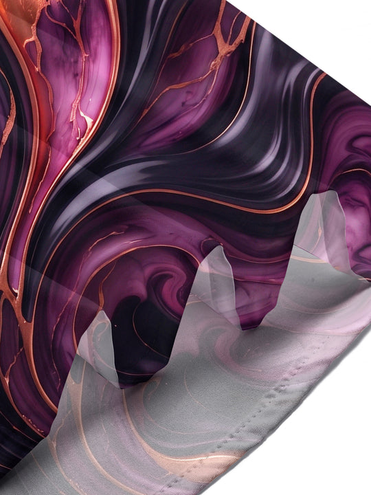 Adaychic Men's Patterned Abstract Fluid Marble Texture Print Short Sleeve Shirt with Chest Pocket