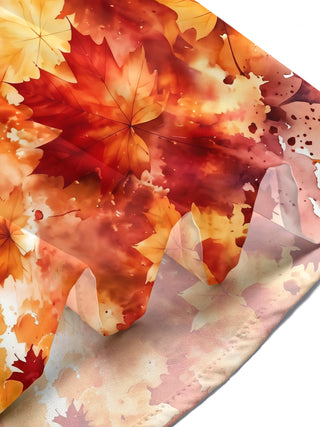 Adaychic Men's Printed Watercolor Maple Leaves Print Short Sleeve Shirt with Chest Pocket