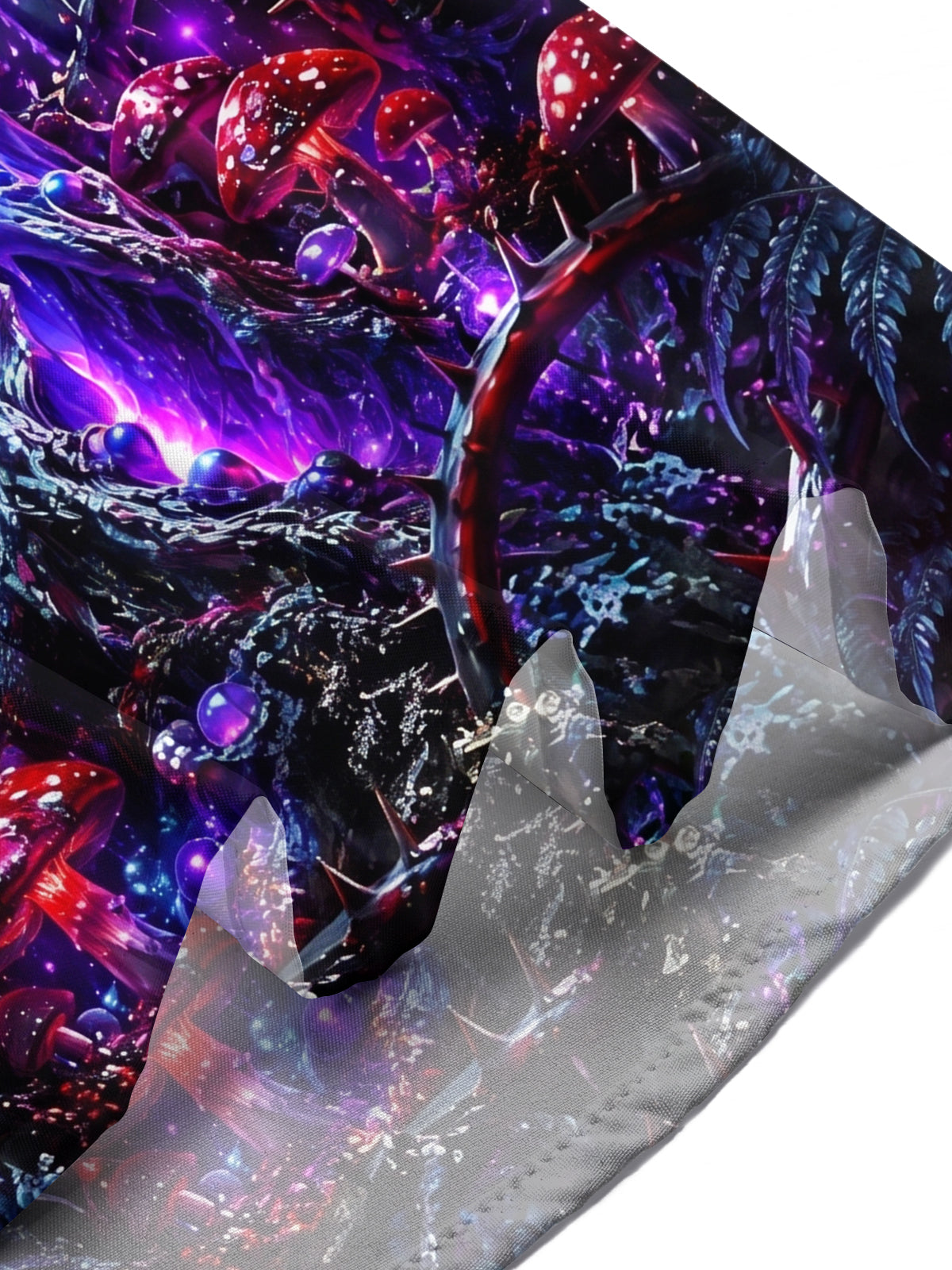 Adaychic Men's Graphic Neon Skull Mushroom Print Short Sleeve Shirt with Chest Pocket