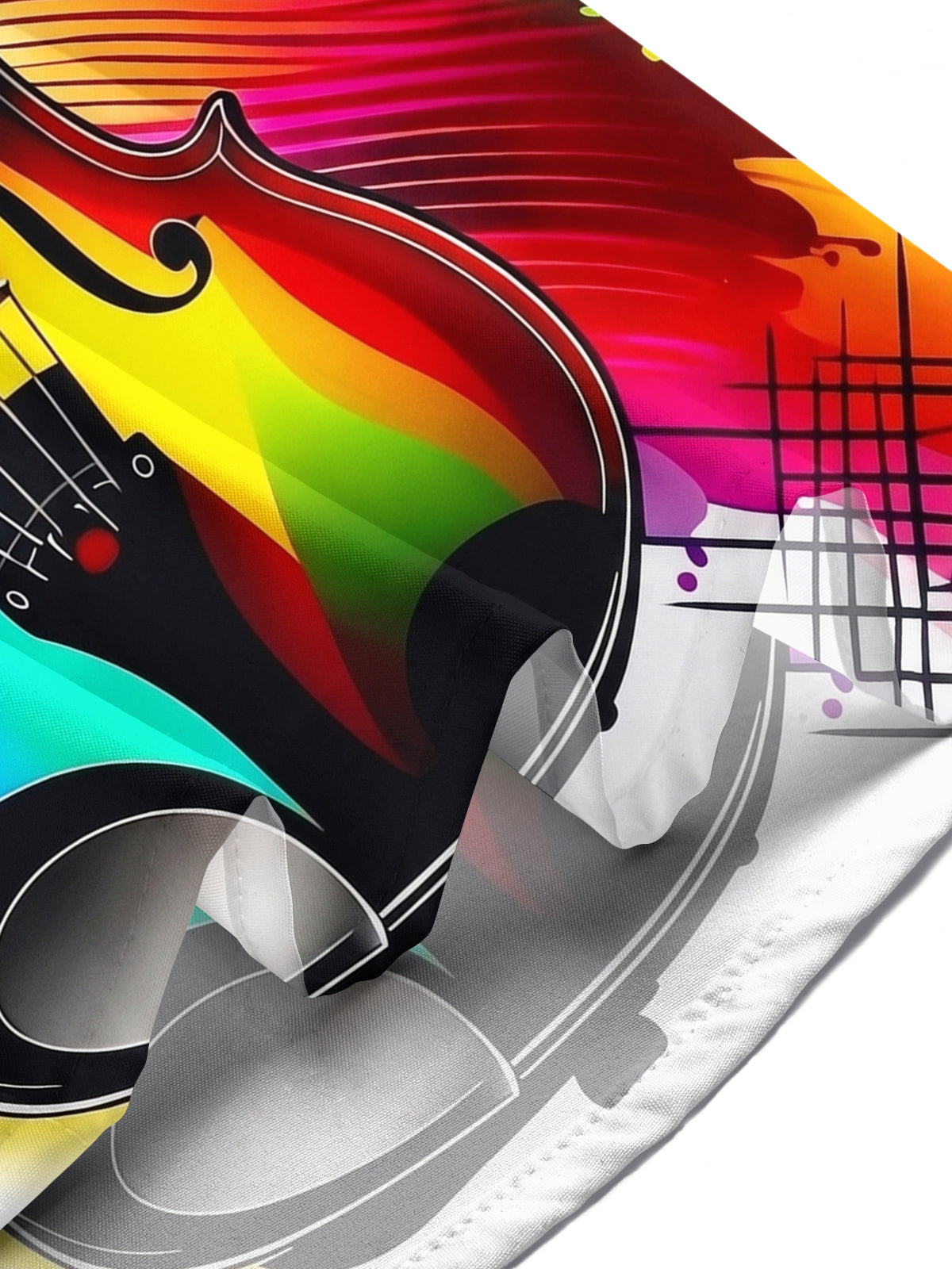 Adaychic Men's Graphic Rainbow Violin Print Short Sleeve Shirt with Chest Pocket