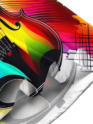 Adaychic Men's Graphic Rainbow Violin Print Short Sleeve Shirt with Chest Pocket