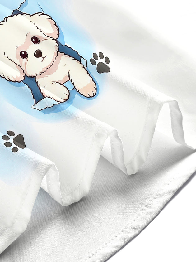 Adaychic Cute Torn Puppy Men's Short Sleeve Shirt with Chest Pocket