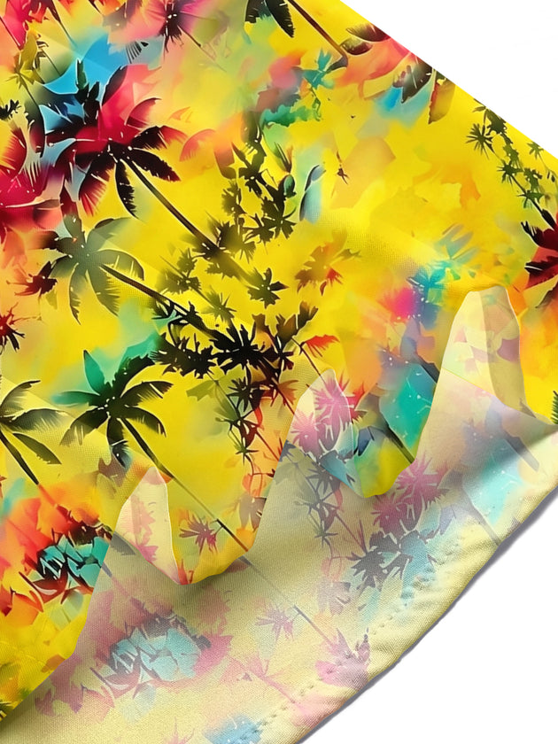 Adaychic Men's Hawaiian Watercolor Palm Trees Print Short Sleeve Shirt with Chest Pocket