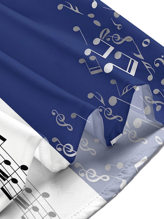 Adaychic Men's Graphic Musical Notes Print Music Staff Print Short Sleeve Shirt with Chest Pocket
