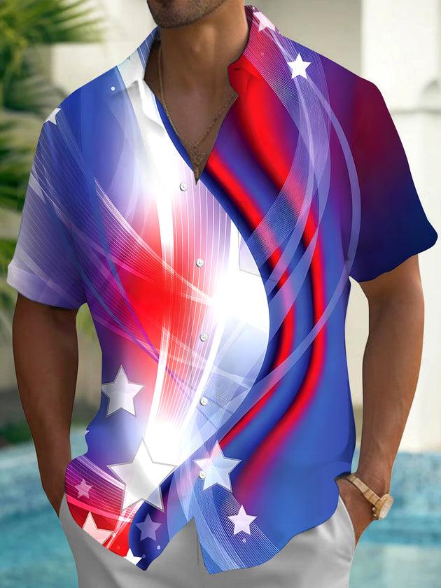 men's Hawaiian shirt front view Independence Day