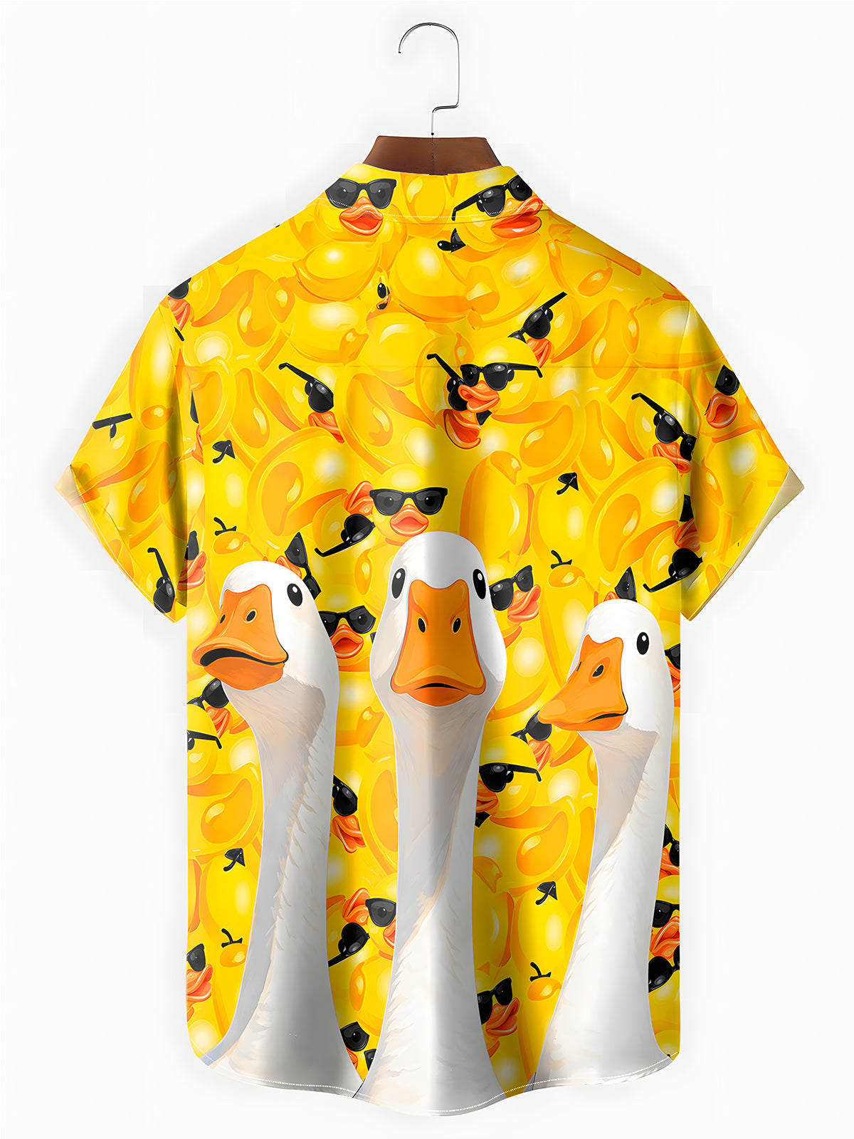 Men's Hawaiian print short sleeve shirt back view