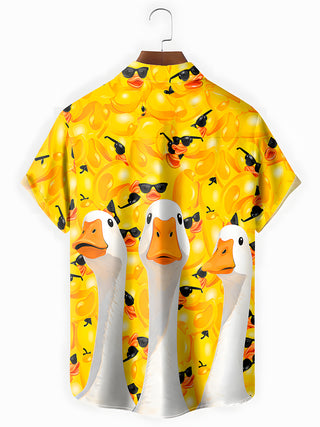Men's Hawaiian print short sleeve shirt back view