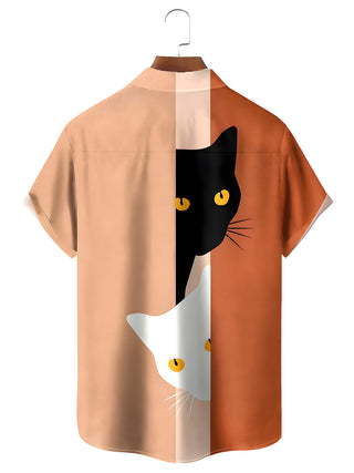 men's kitten pattern shirt back view
