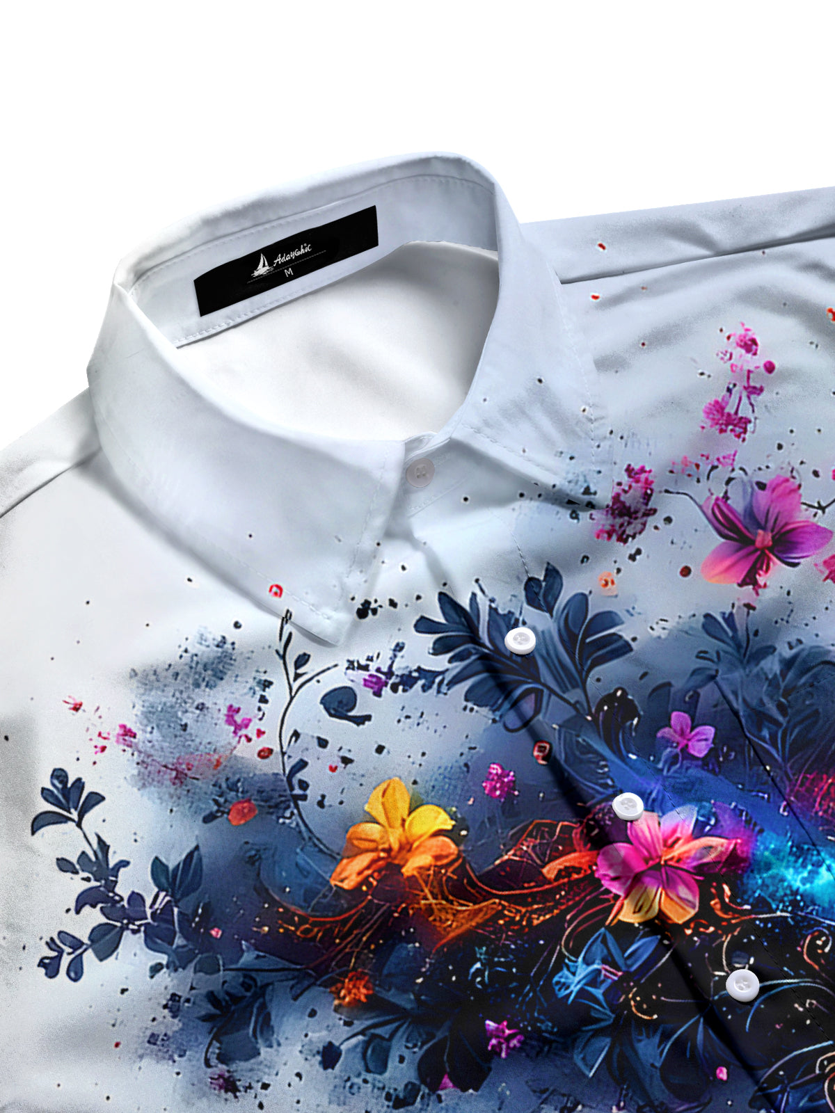 Floral Men's Pocket Long Sleeve Shirts