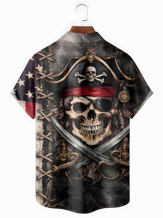 men's skeleton pattern shirt back view