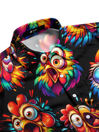 Men's casual short sleeve shirt side view with pocket detail