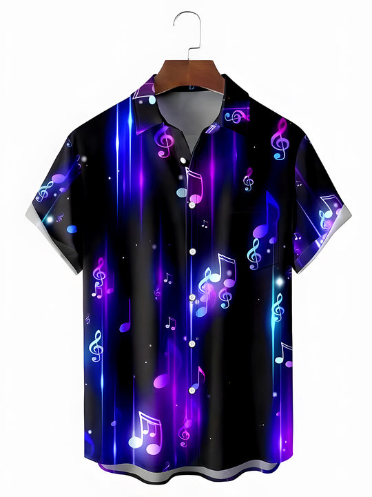 men's music print shirt front view