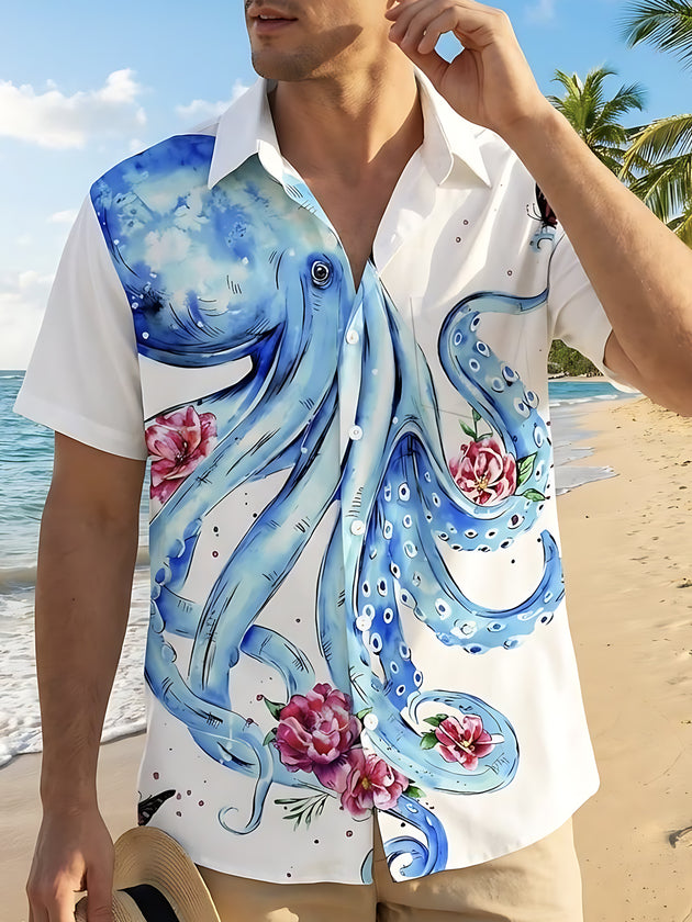 men's Hawaiian shirt front view beach vacation