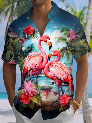 men's Hawaiian shirt front view tropical beach vacation