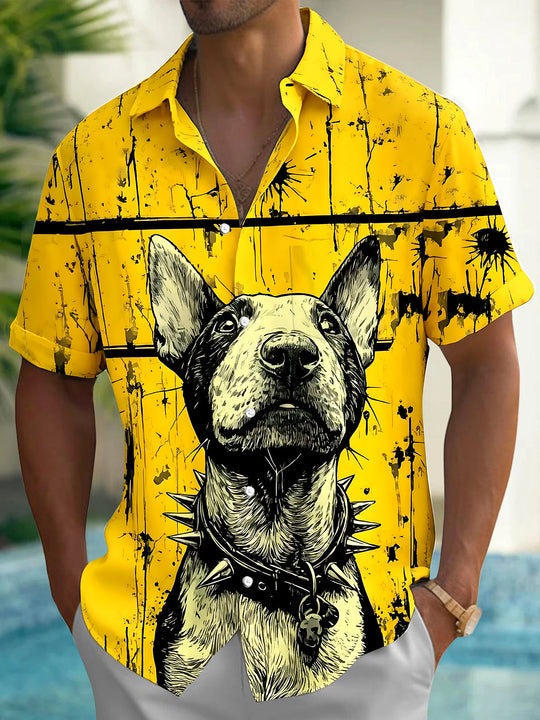 Funny Dog Men's Pocket Short Sleeve Shirts