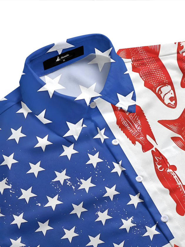 Independence Fish Men's Pocket Short Sleeve Shirts