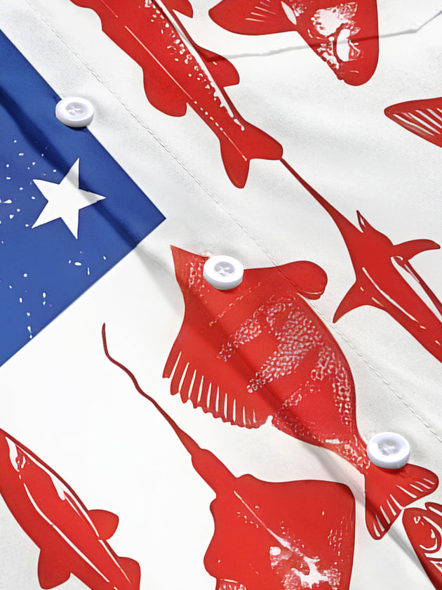 Independence Fish Men's Pocket Short Sleeve Shirts