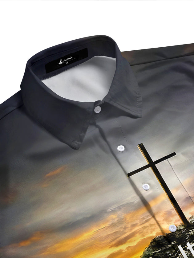 Religion Cross Men's Pocket Short Sleeve Shirts