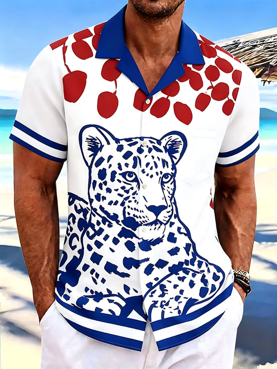 men's Hawaiian shirt front view tropical beach vacation