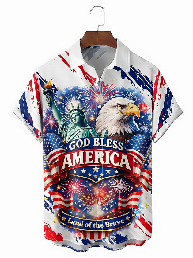 men's eagle print shirt front view Independence Day