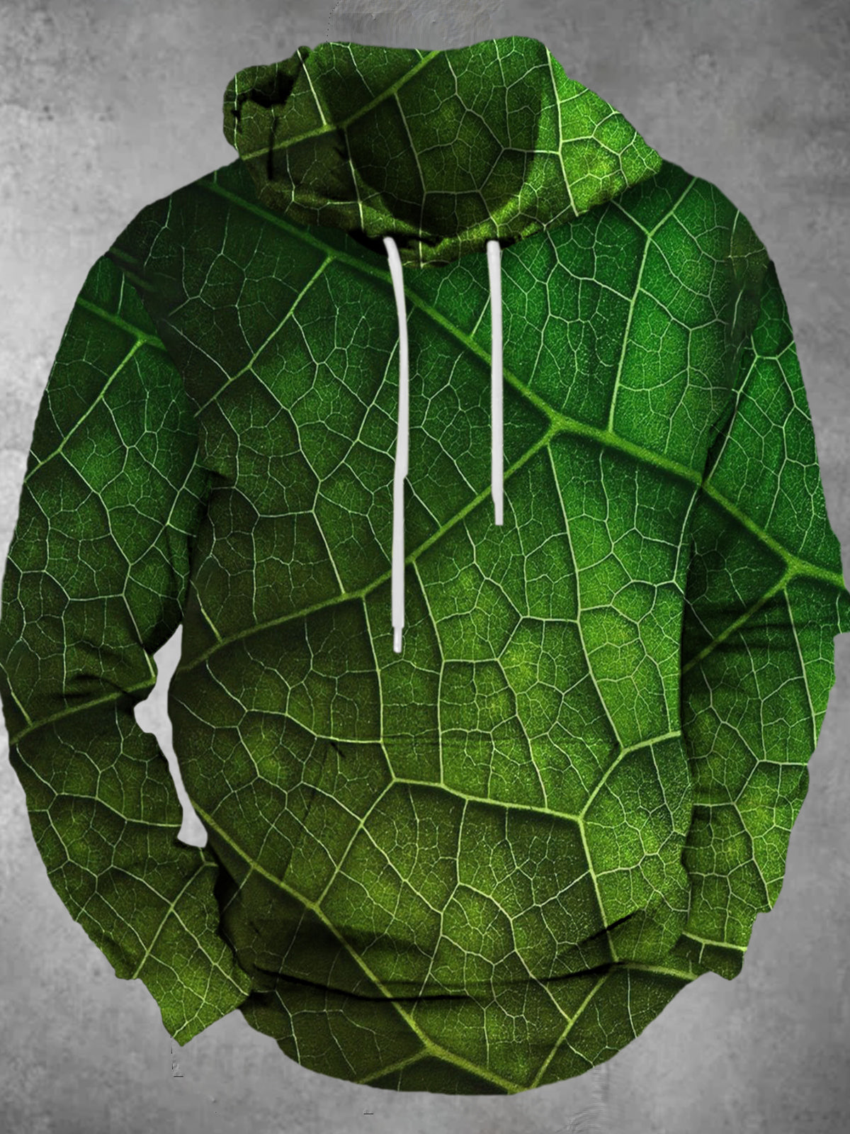 Leaf Long Sleeve Hooded Pocket Men's Top