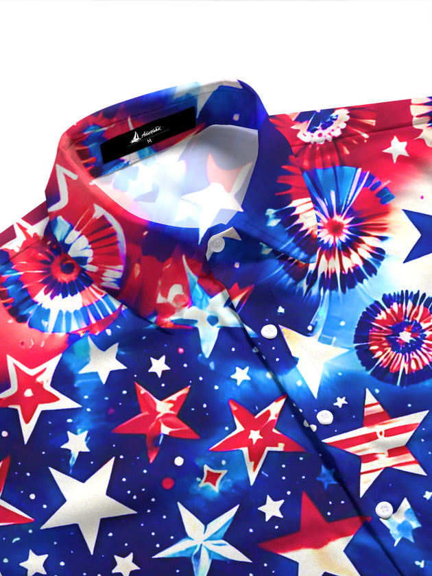 Independence American Flag Tie Dye Women's Short Sleeve Shirts