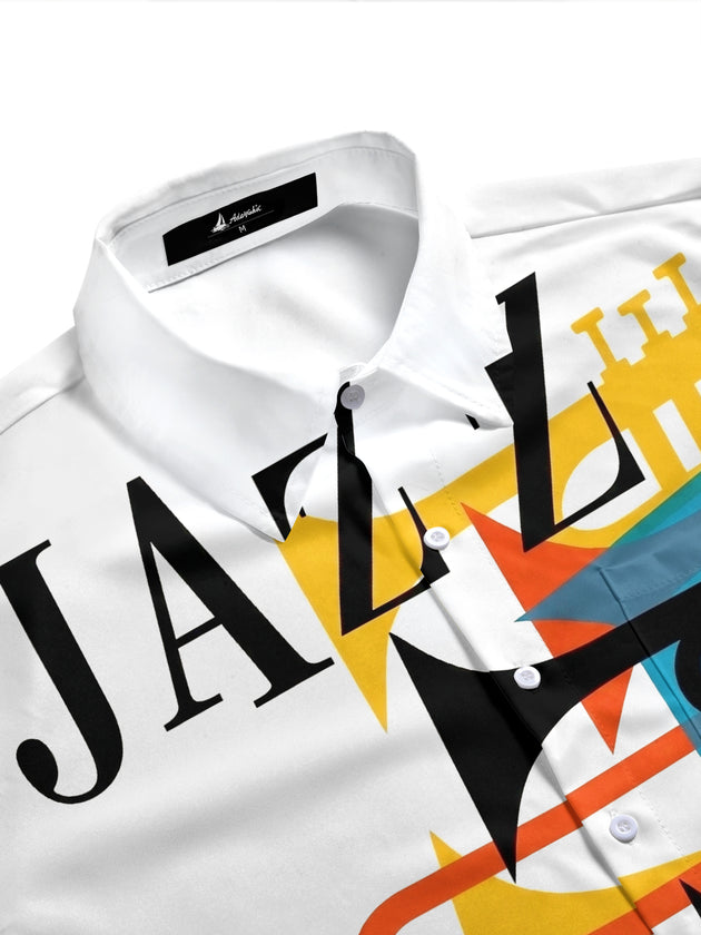Music Jazz Trumpet Men's Pocket Short Sleeve Shirts