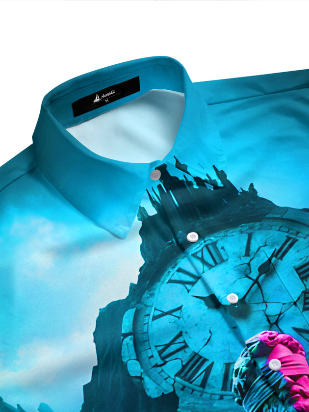 men's graphic art shirt side view