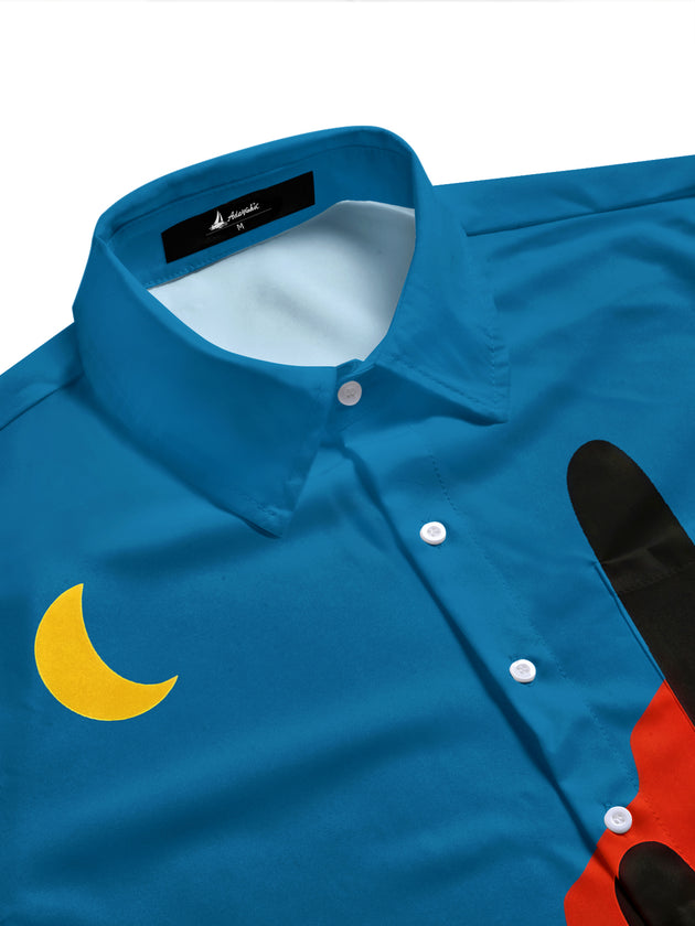 Western Cactus Horse Men's Pocket Short Sleeve Shirts