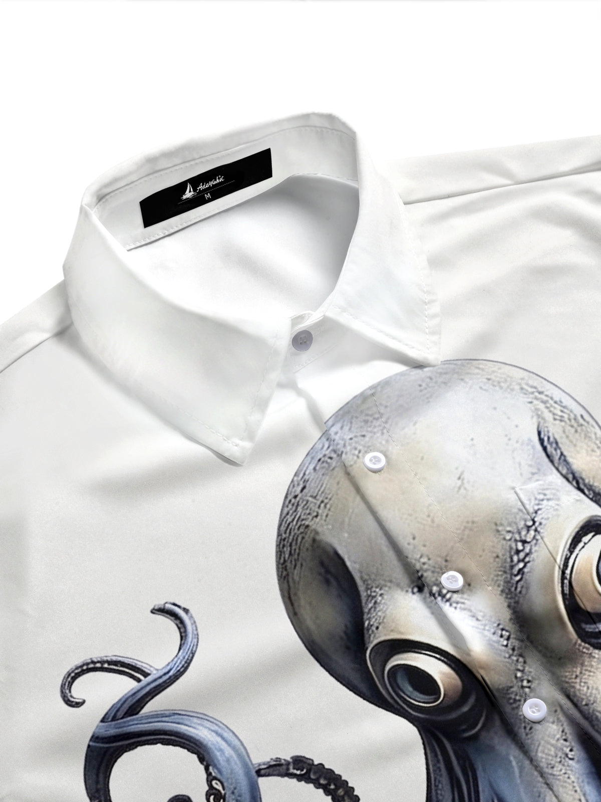 Adaychic Men's Graphic 3D Octopus Print Short Sleeve Button Down Shirt with Chest Pocket